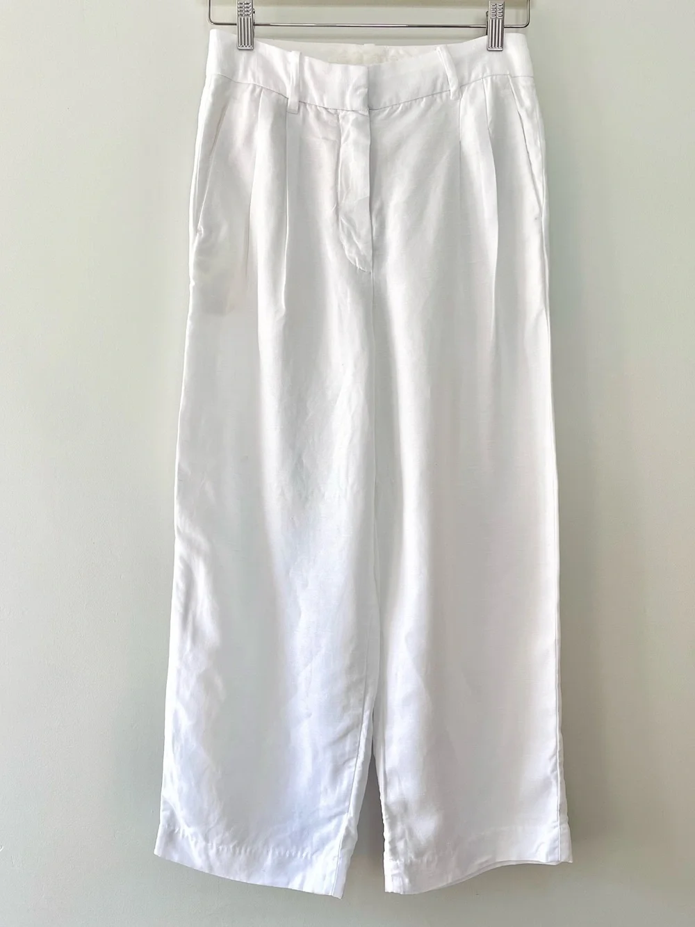 Aritzia Wilfred The Effortless Pant Size 4 White Cruise Linen Wide-Leg Cropped